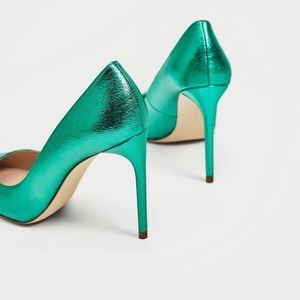 Zara Shoes - Zara Metallic Green Pumps Zara Shoes - Zara Metallic Green Pumps